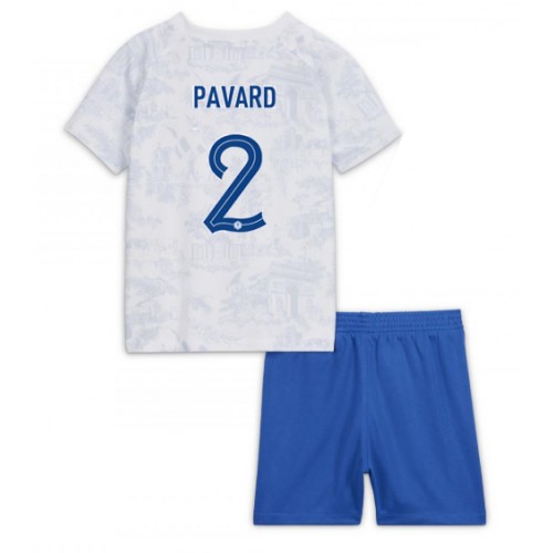 Dres Francuska Benjamin Pavard #2 Gostujuci za djecu SP 2022 Kratak Rukav (+ kratke hlače)